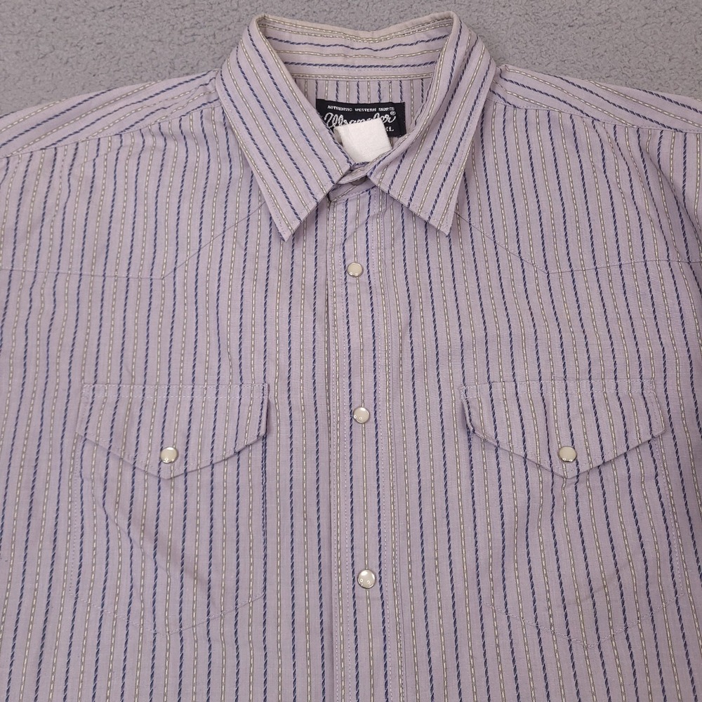 Wrangler Western Shirt Mens XL Extra Large Gray Striped Pearl Snap Cowboy